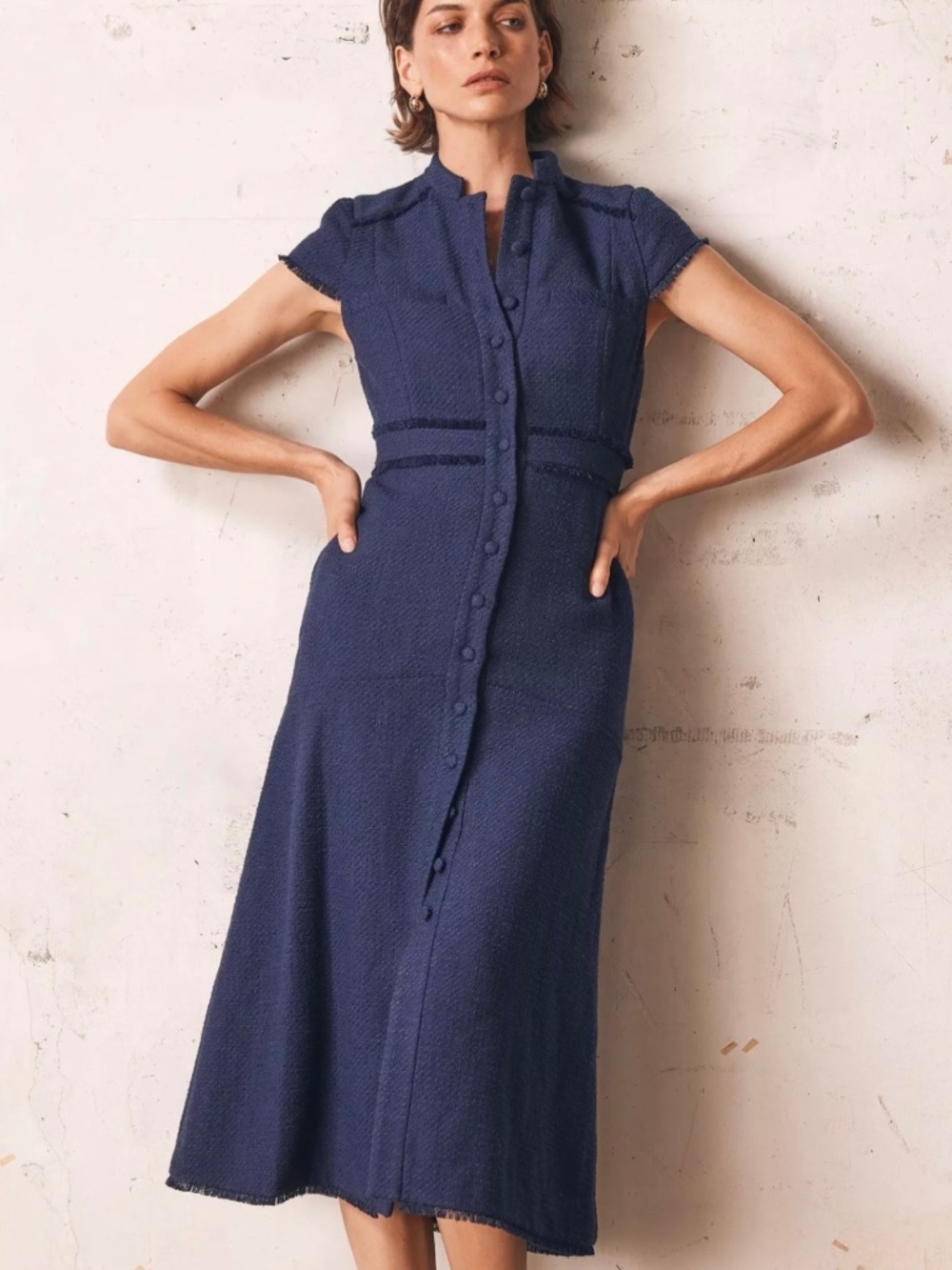 Mint Velvet Navy Boucle dress US Size 10